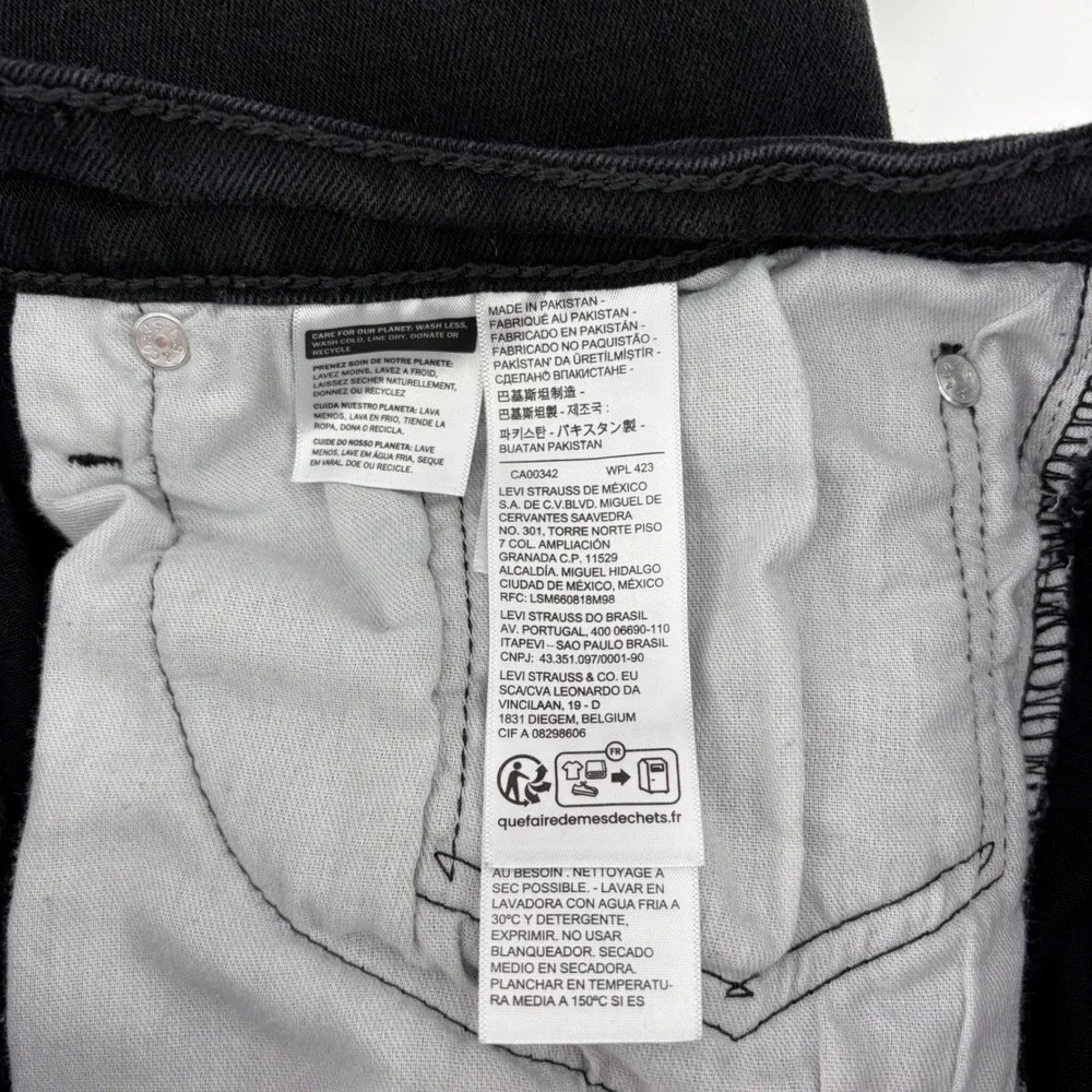Levis 559 Relaxed Straight Jeans Mens 34x32 Black Denim Pants (Fits 34x30